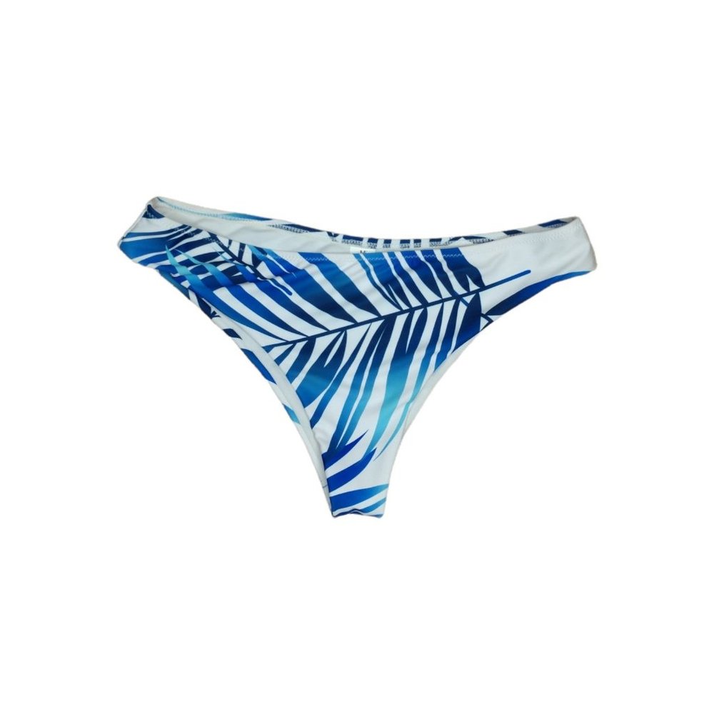 Blue and White Palm Print Bikini Bottoms Size M 4/6
